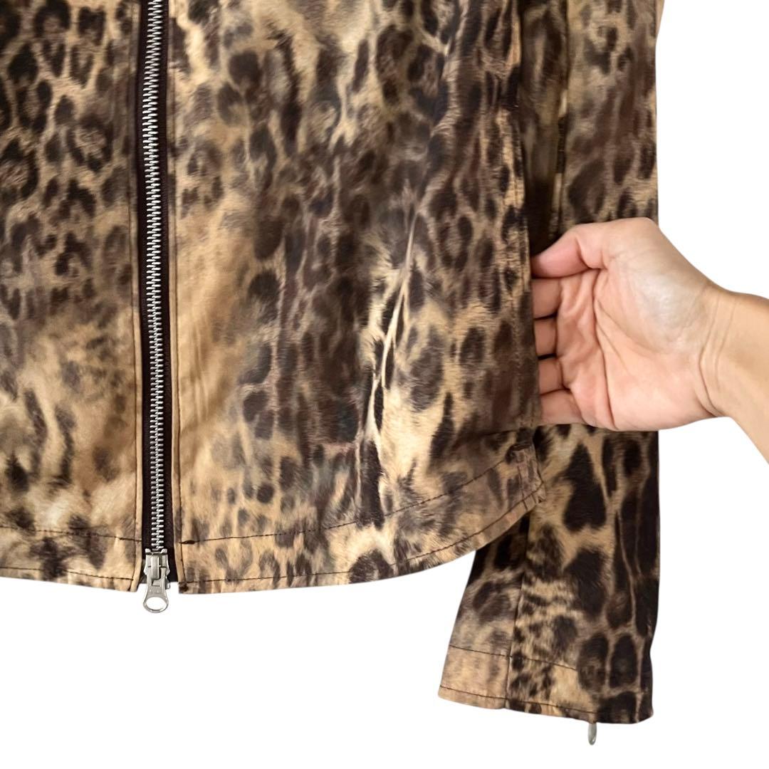 00s TORNADO MART ヒョウ柄 ポリ ライダースジャケット グランジ