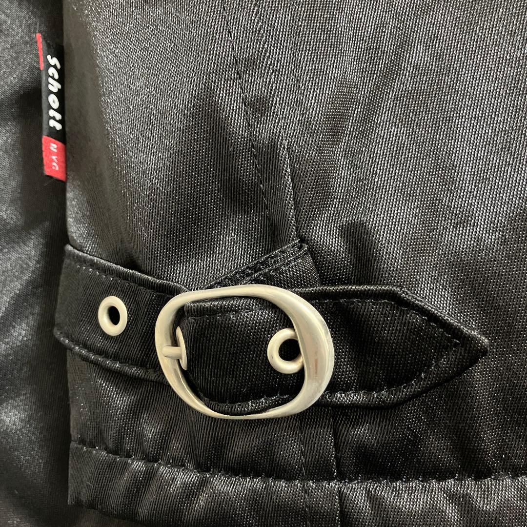 Schott ナイロン製シングルライダースジャケット Sサイズ　黒