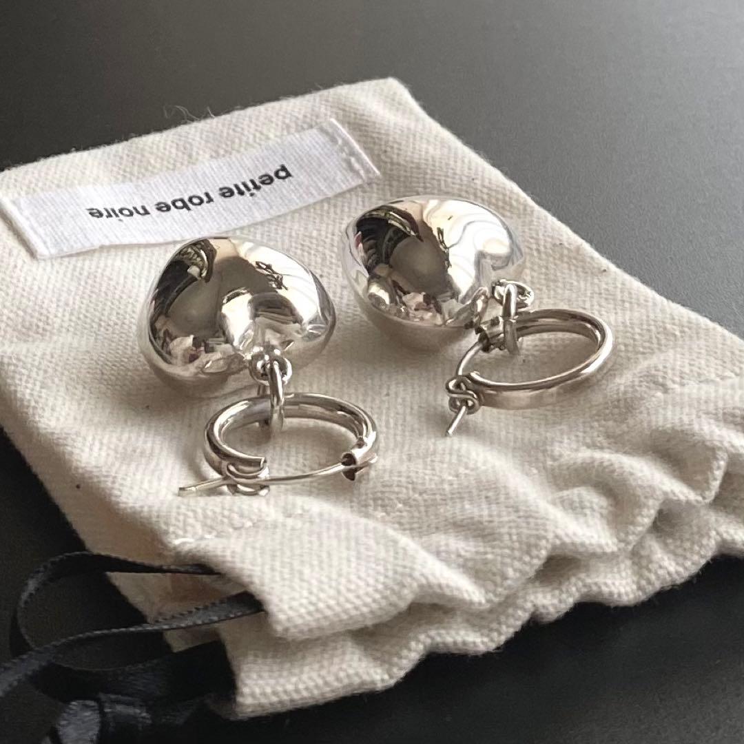 petite robe noire 2way ぷっくり ハート フープ ピアス