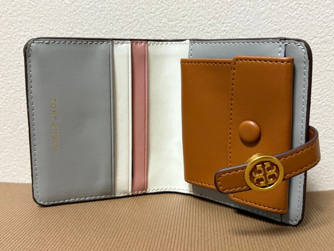 【新品】トリーバーチ　 財布 二つ折り バイカラー ミニウォレット サフィアーノ