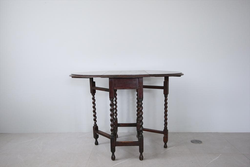 英国アンティーク木製ゲートレッグテーブル/ダイニング机バタフライ(88-189)