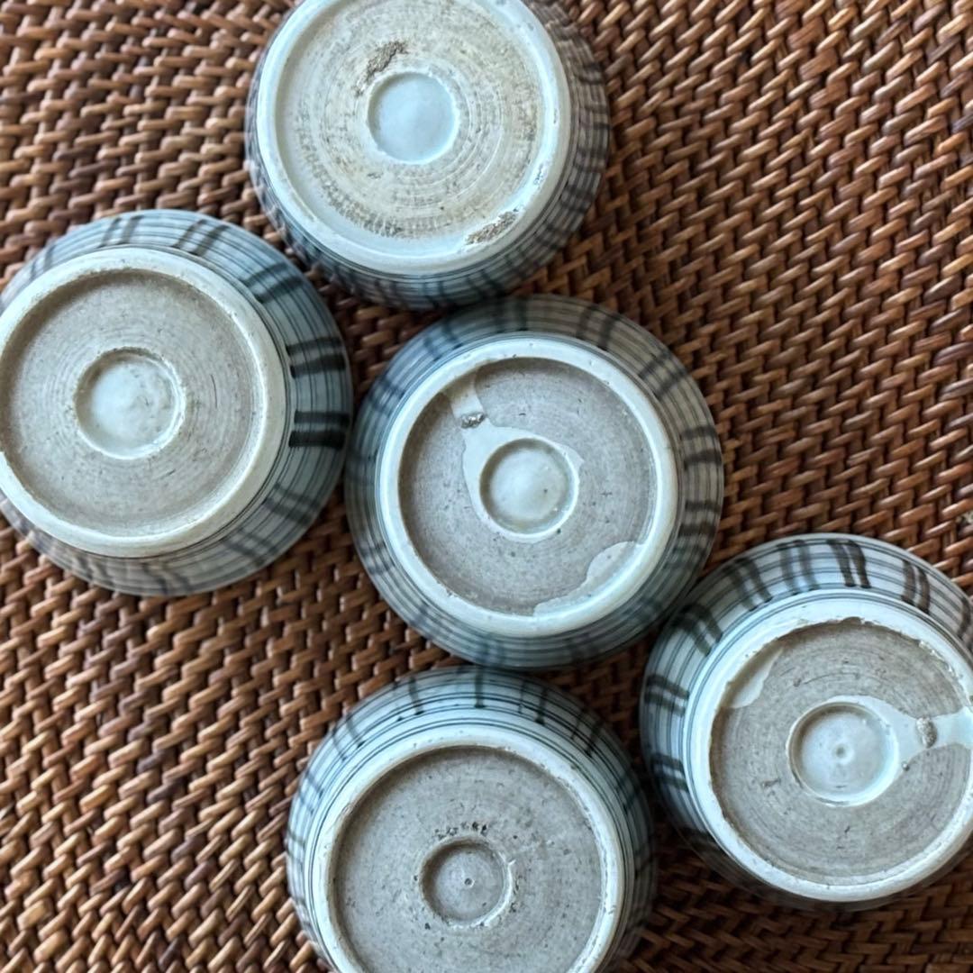 猪口　蕎麦猪口　幕末　格子文　井桁文　5客セット