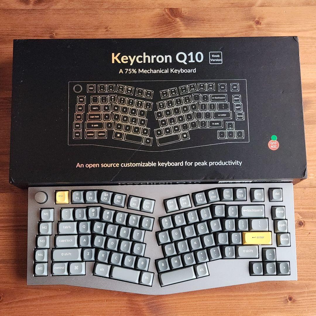 【パームレスト付き】Keychron Q10 シルバー 茶軸 アリス配列