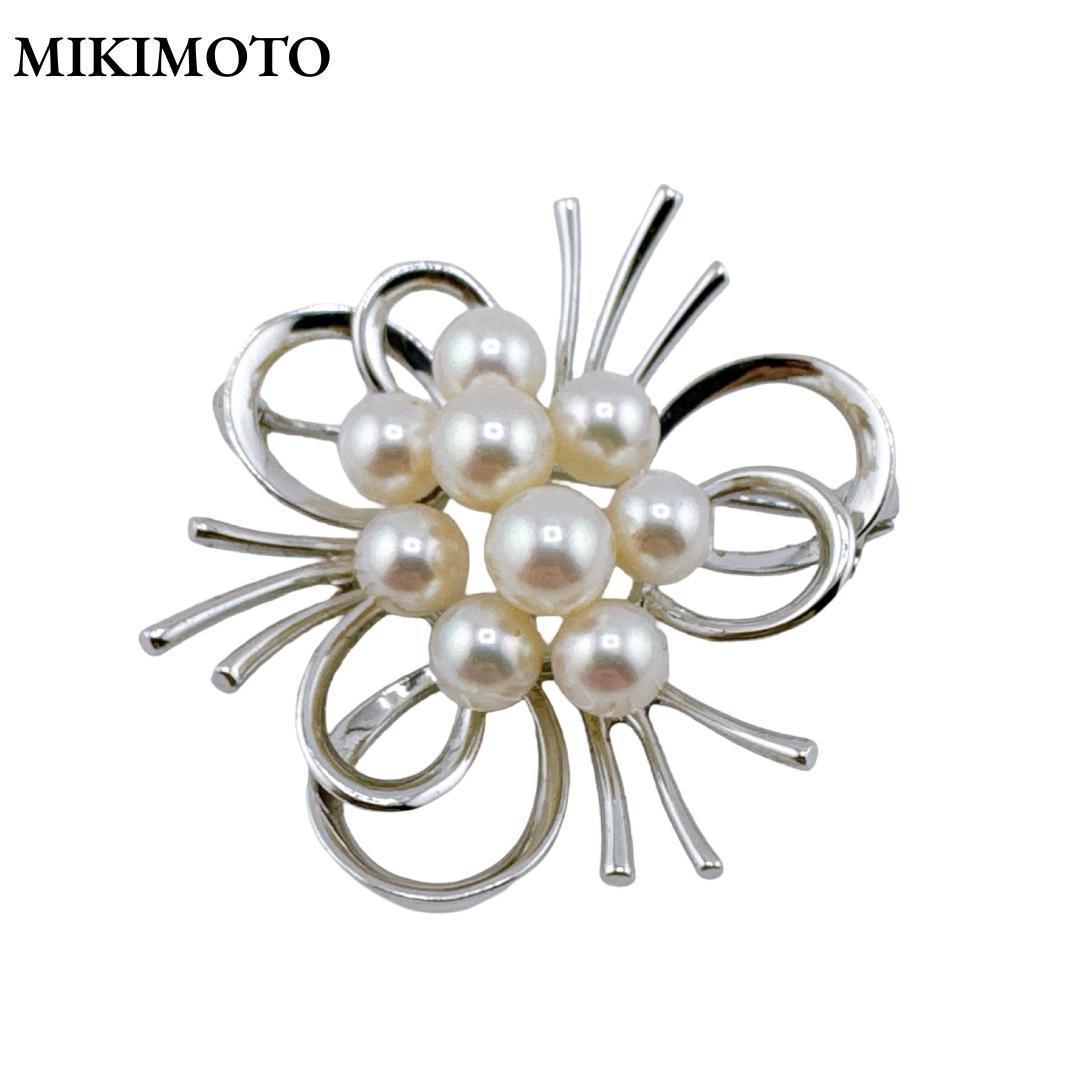 ミキモト 真珠 ブローチ コサージュモチーフ パール SV シルバー 冠婚葬祭