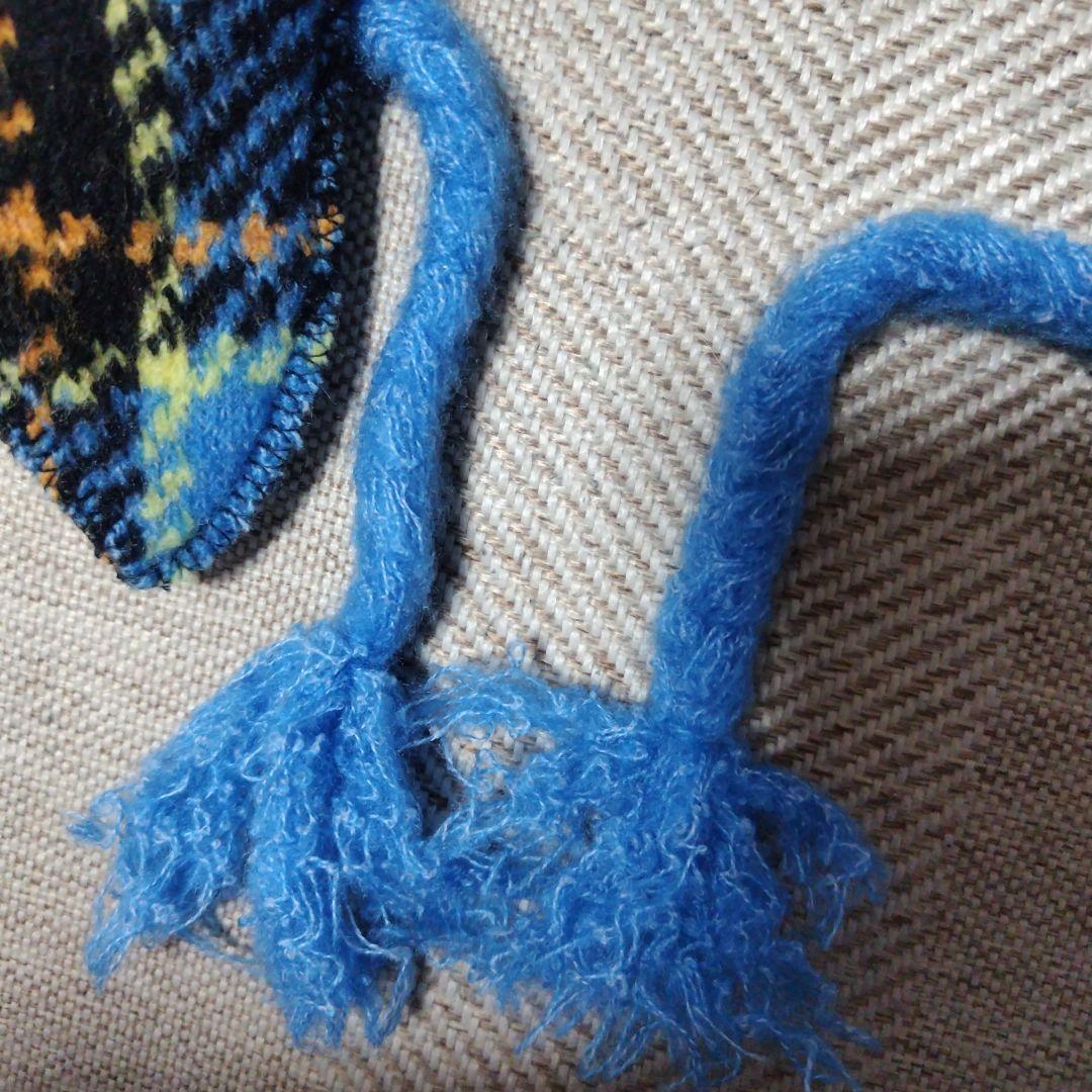 _ Ｌ'ｉｌｙ_様　青×黒　ウサギ耳付きニット帽 キャンディストリッパー