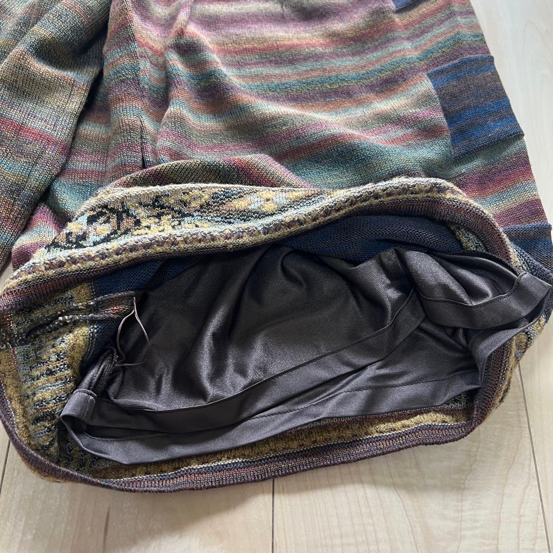 美品♡M&KYOKO ボーダーニットワイドパンツ　M-Lサイズ