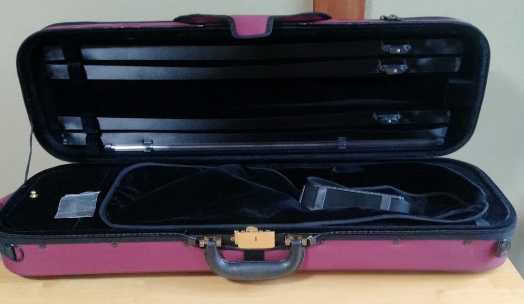 スーパーライト　4/4バイオリンケース　四角赤　バーガンディ