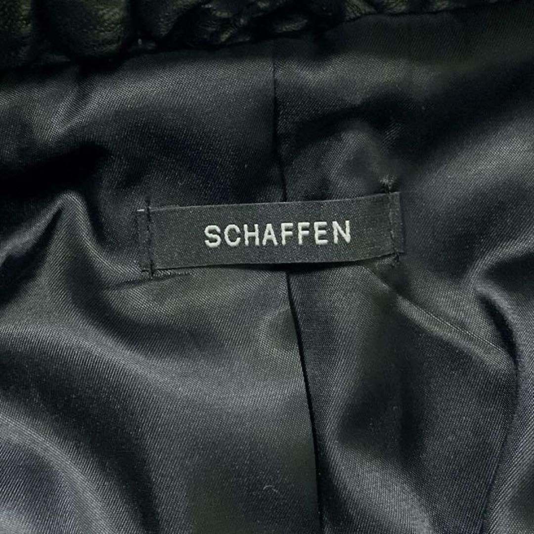 希少✨　SCHAFFEN　フーデッドレザーコート　特殊加工　細身　タイト　XL
