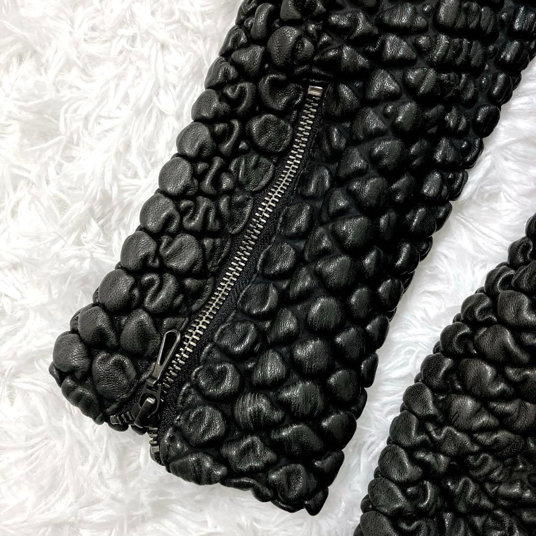 希少✨　SCHAFFEN　フーデッドレザーコート　特殊加工　細身　タイト　XL