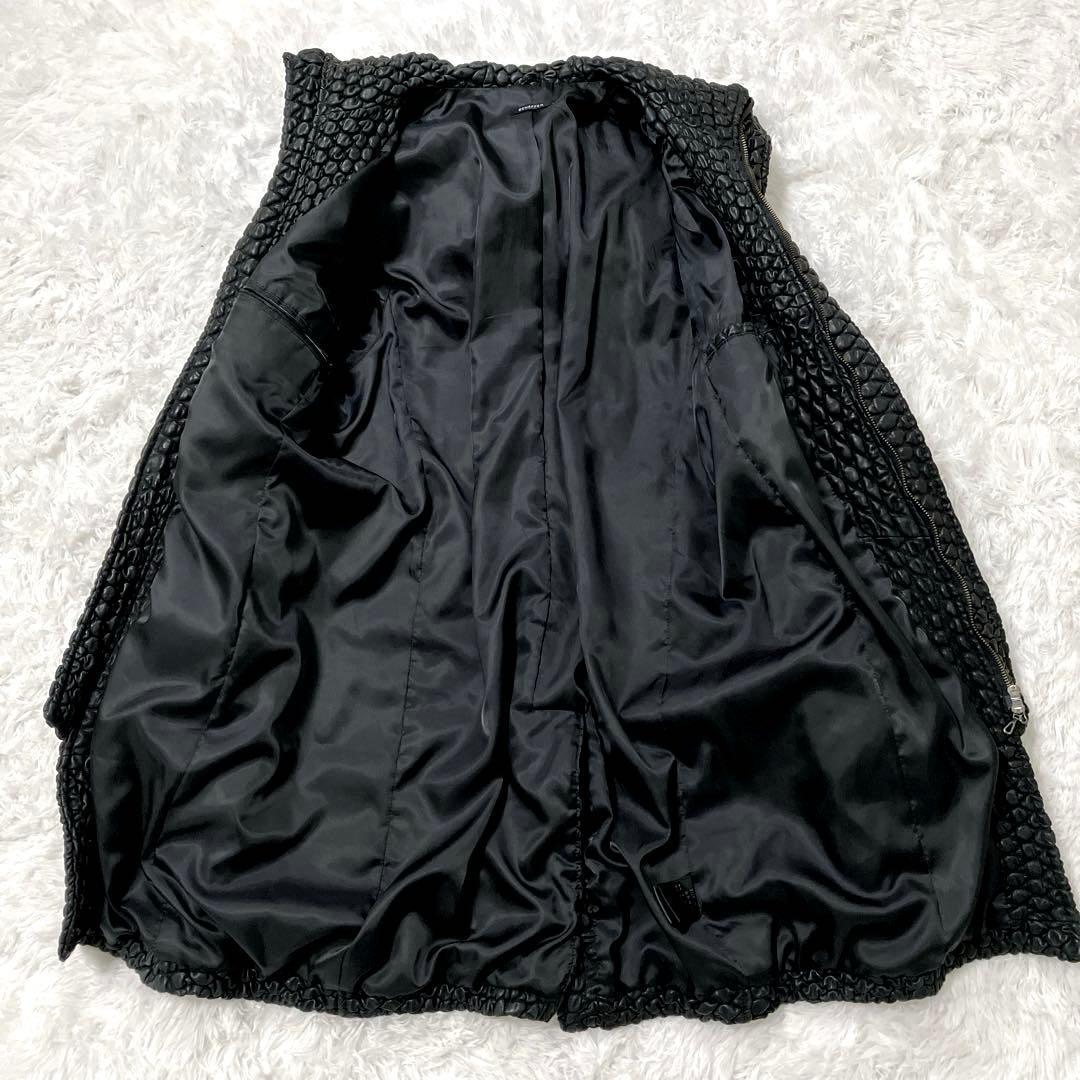 希少✨　SCHAFFEN　フーデッドレザーコート　特殊加工　細身　タイト　XL