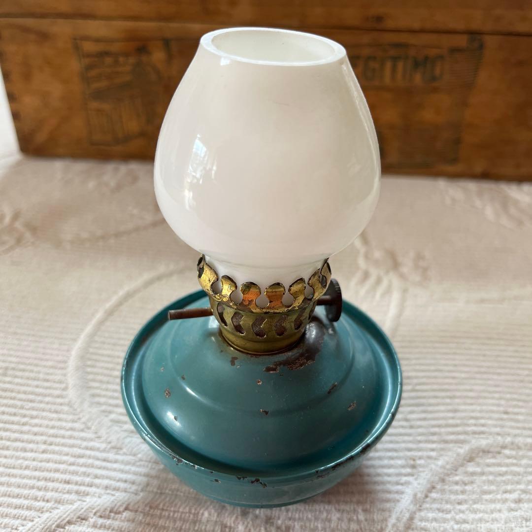 イギリス　アンティーク　ケリーランプ　青いオイルランプ　ビンテージ