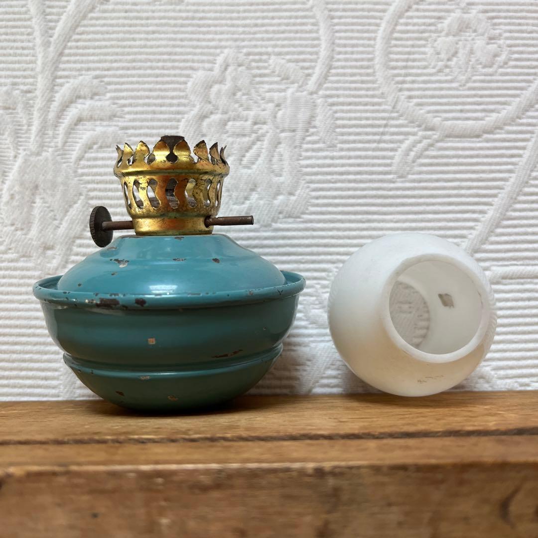 イギリス　アンティーク　ケリーランプ　青いオイルランプ　ビンテージ