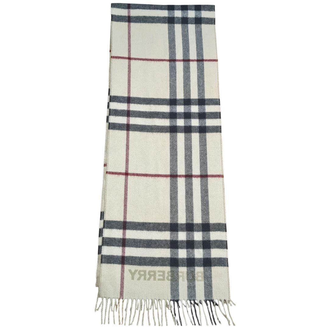 【美品】バーバリー マフラー カシミヤ100 ロゴ×ノヴァチェック 国内正規品