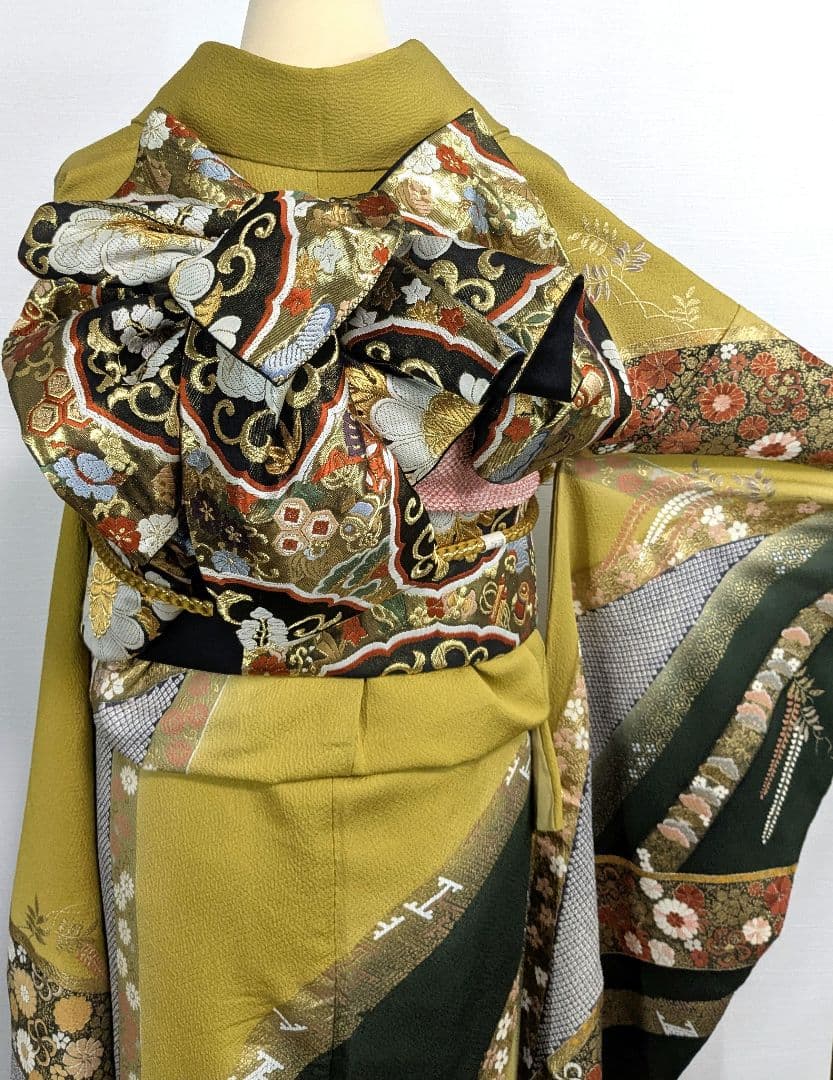 にぼし 振袖　振長襦袢　袋帯　帯締め　帯揚げ　重襟　半襟　バック　髪飾り