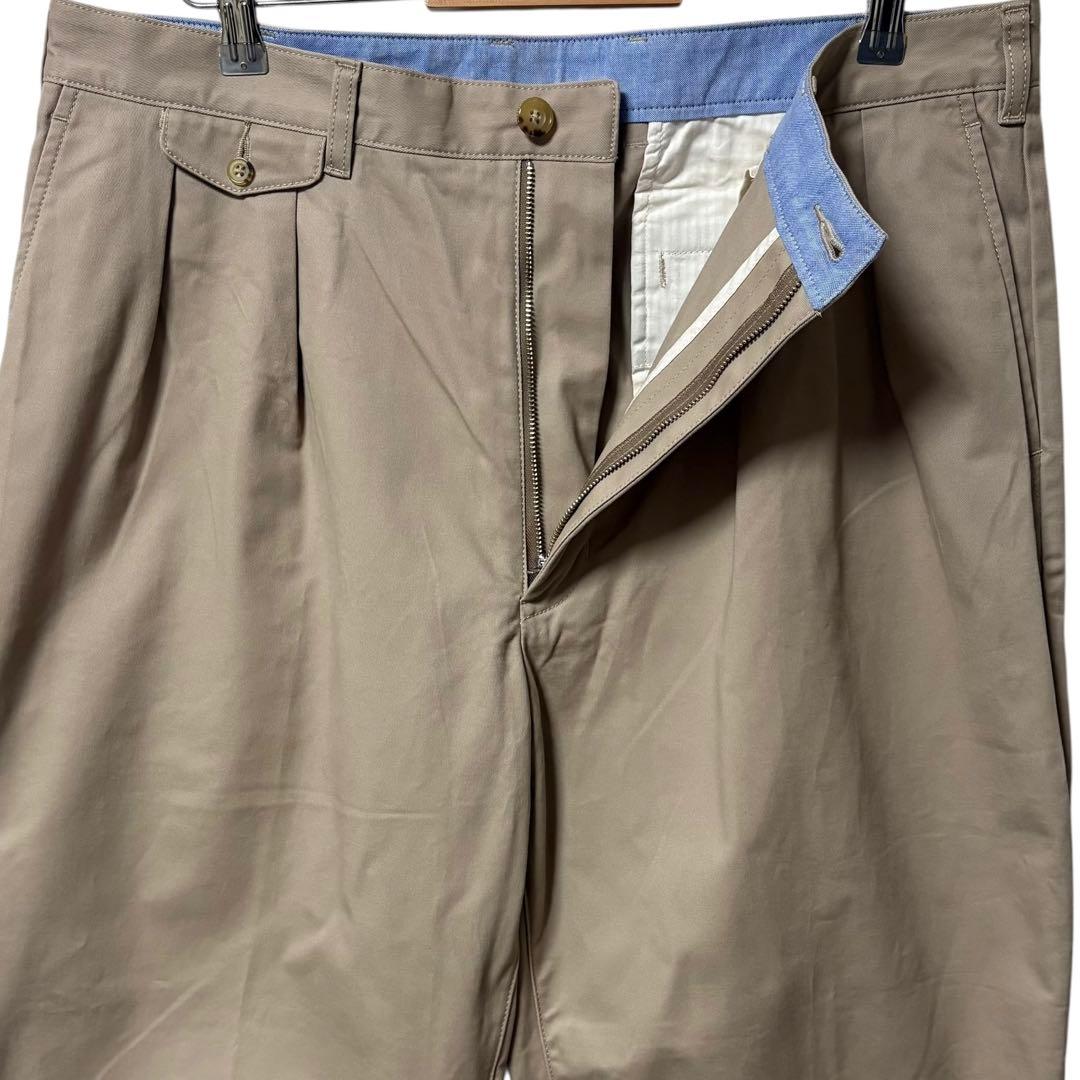 BEAMS PLUS 2プリーツチノトラウザーズ ワイドパンツ 日本製 XL