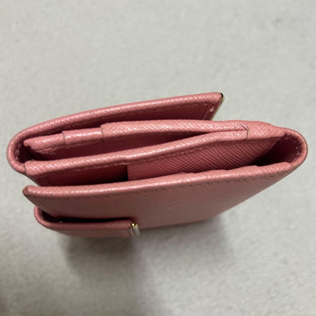 PRADA 二つ折り財布 ピンク レザー