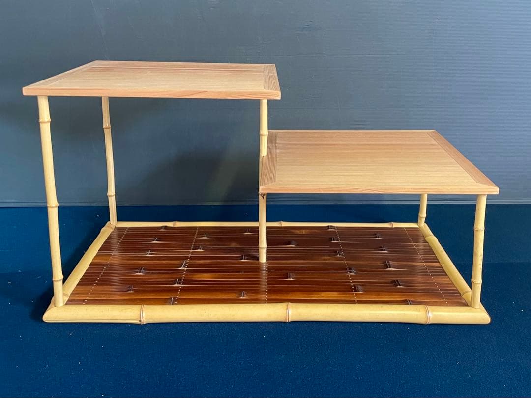 割引❣️「祖」 煤竹 白竹 杉柾目 煎茶棚 煎茶道具 組立式 木箱 （茶棚D）