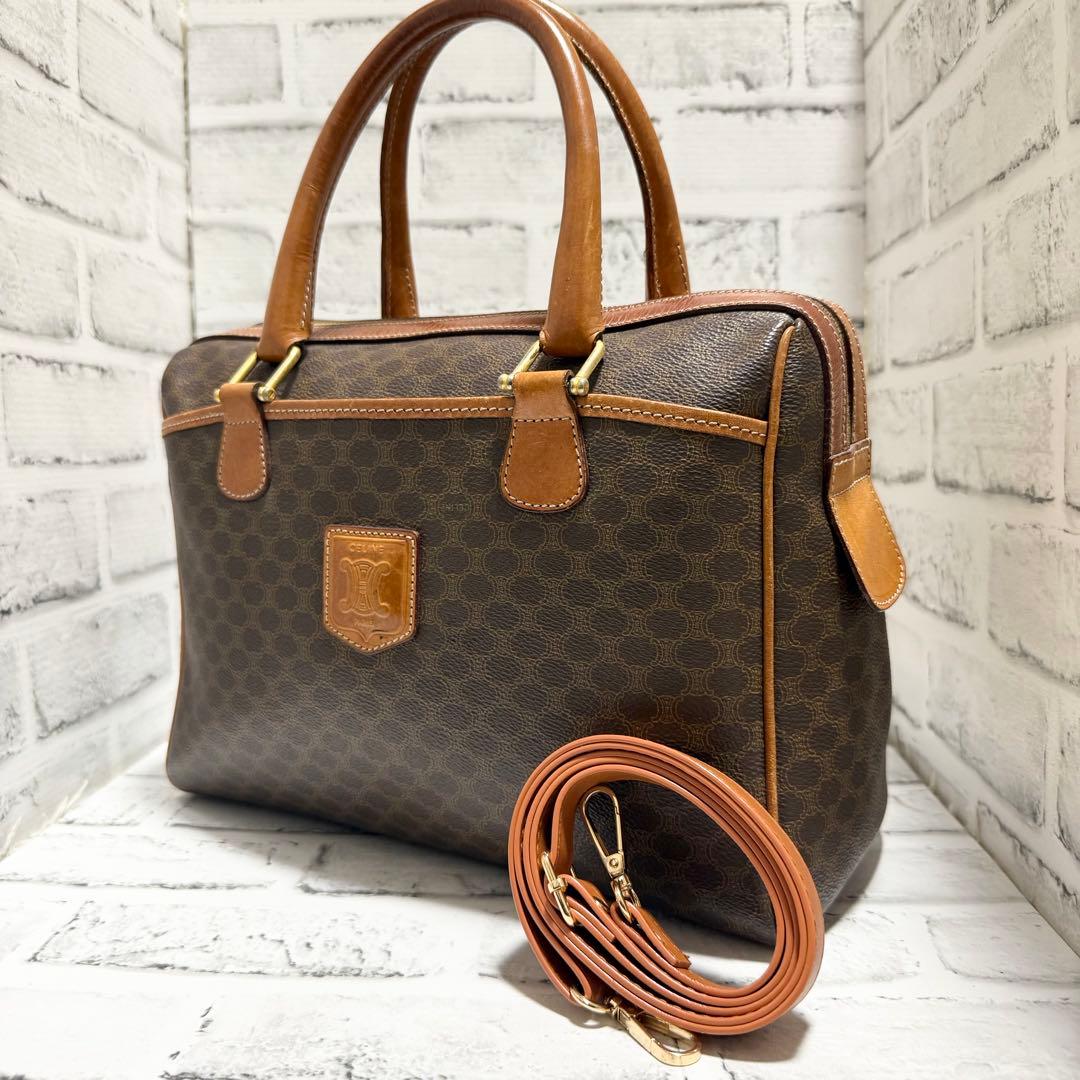 2way/大人気/美品✨セリーヌ マカダム柄 ミニボストンバッグ ハンドバッグ