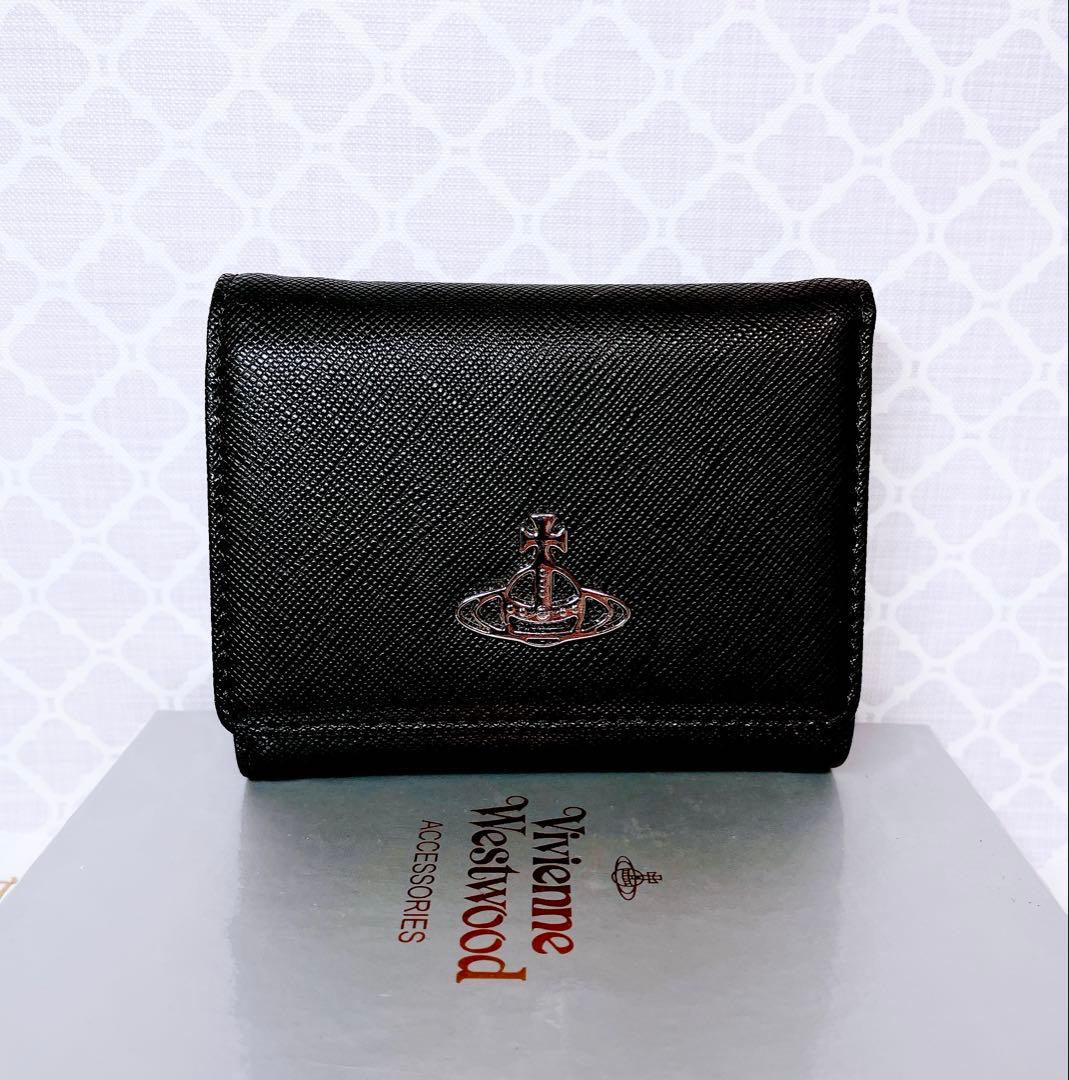 【最新◇ショッパー付】新品 ヴィヴィアン・ウエストウッド 3つ折り財布 黒