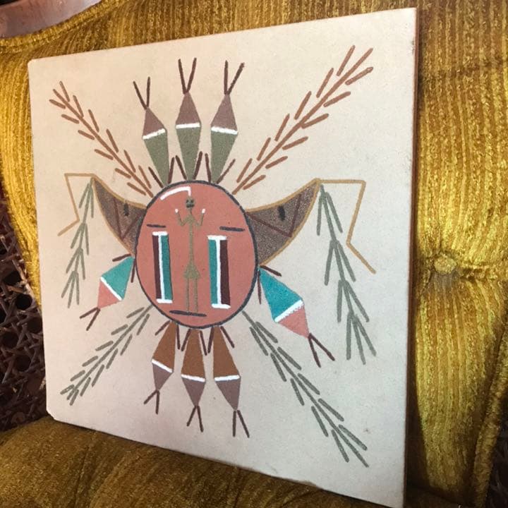 貴重★ネイティブアメリカン　太陽　サンドペイント砂絵　ナバホ族ビンテージアリゾナ