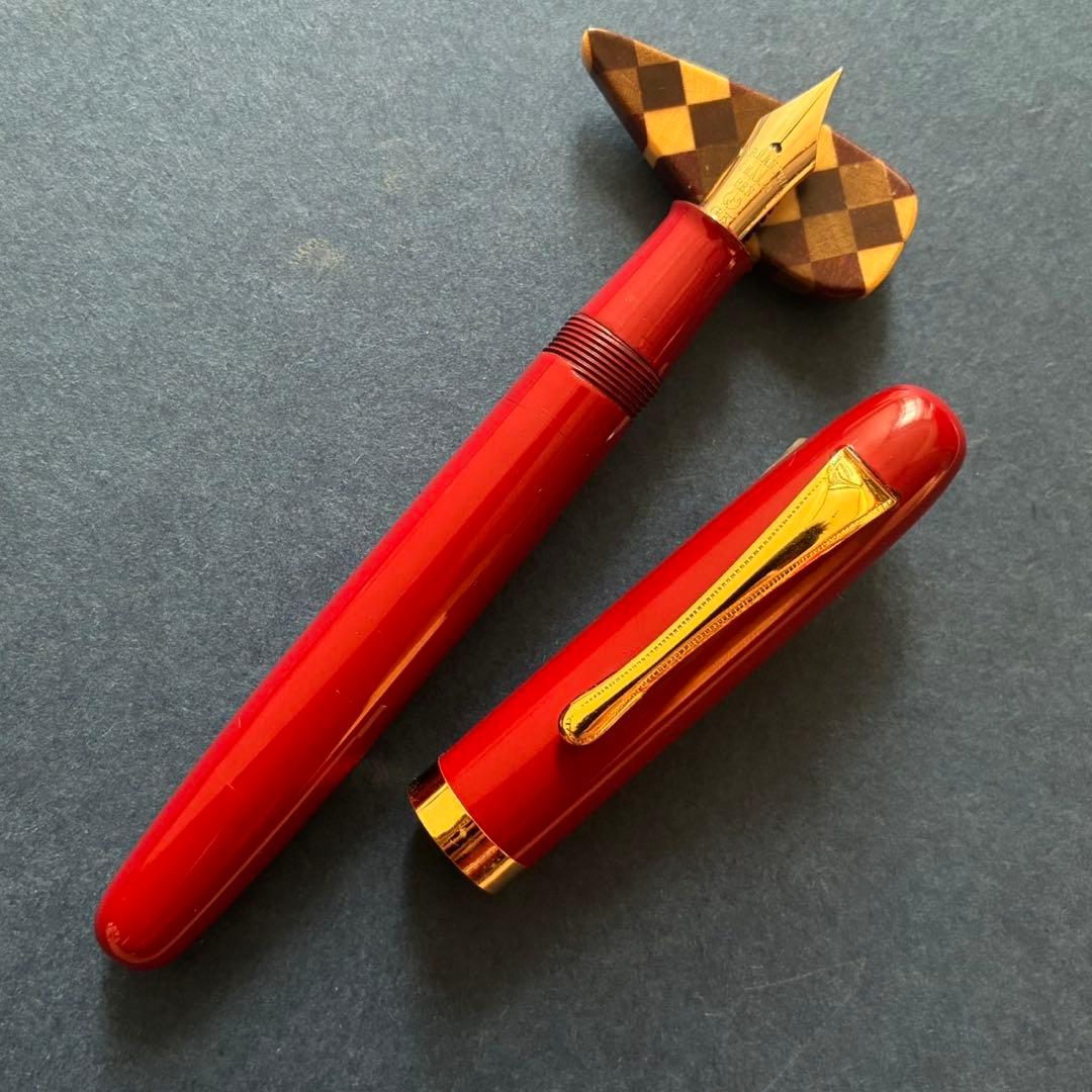 酒井栄助　兜木銀次郎　土田修一　手作り万年筆　朱漆