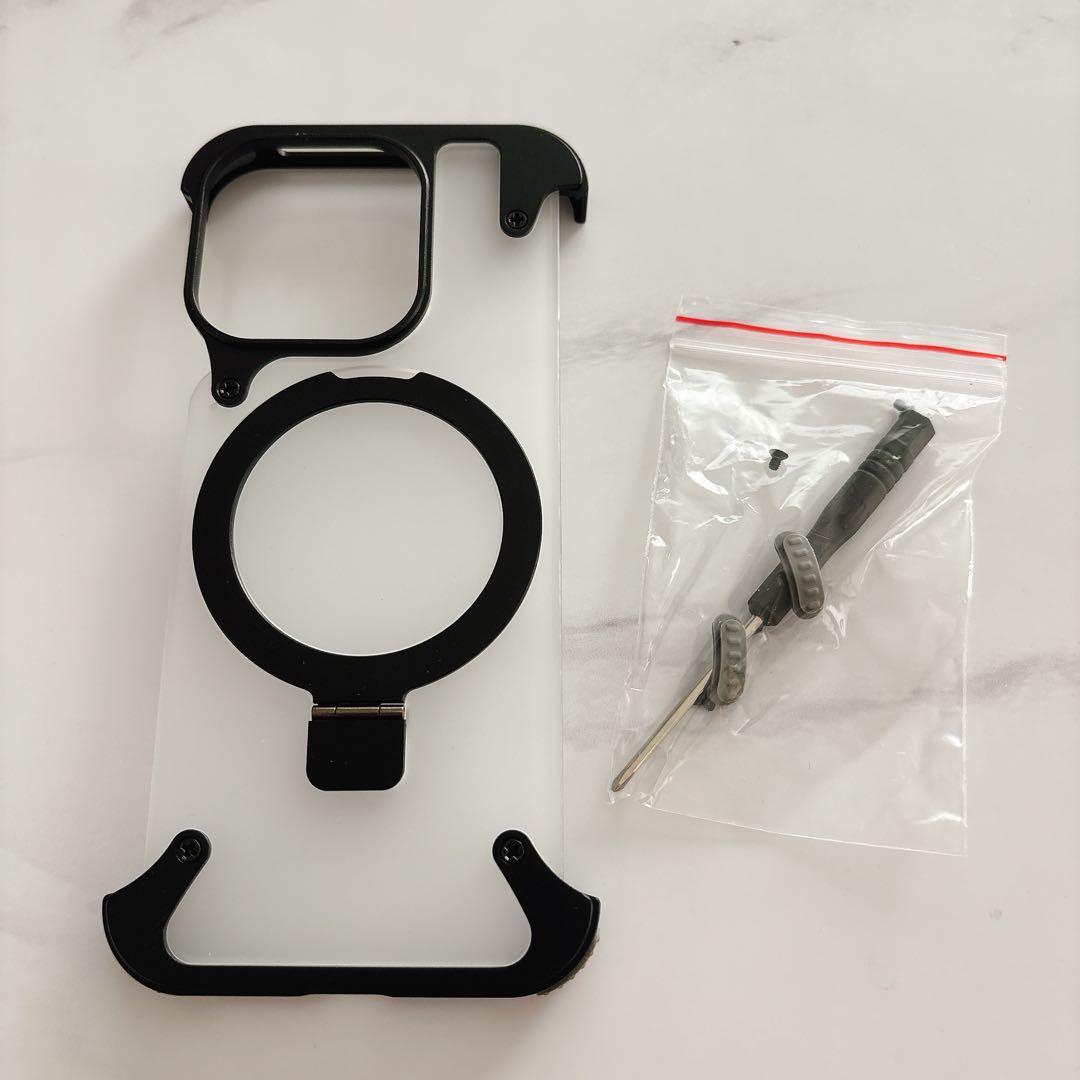 ⭐︎フレームレス iPhone15Pro用ケース Magsafeキックスタンド付