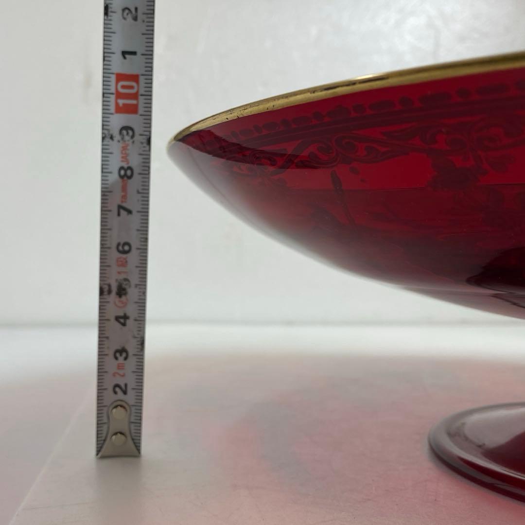 ムラーノ　ベネチアングラス　人物金彩コンポート　直径25.8㎝東な7-0303②