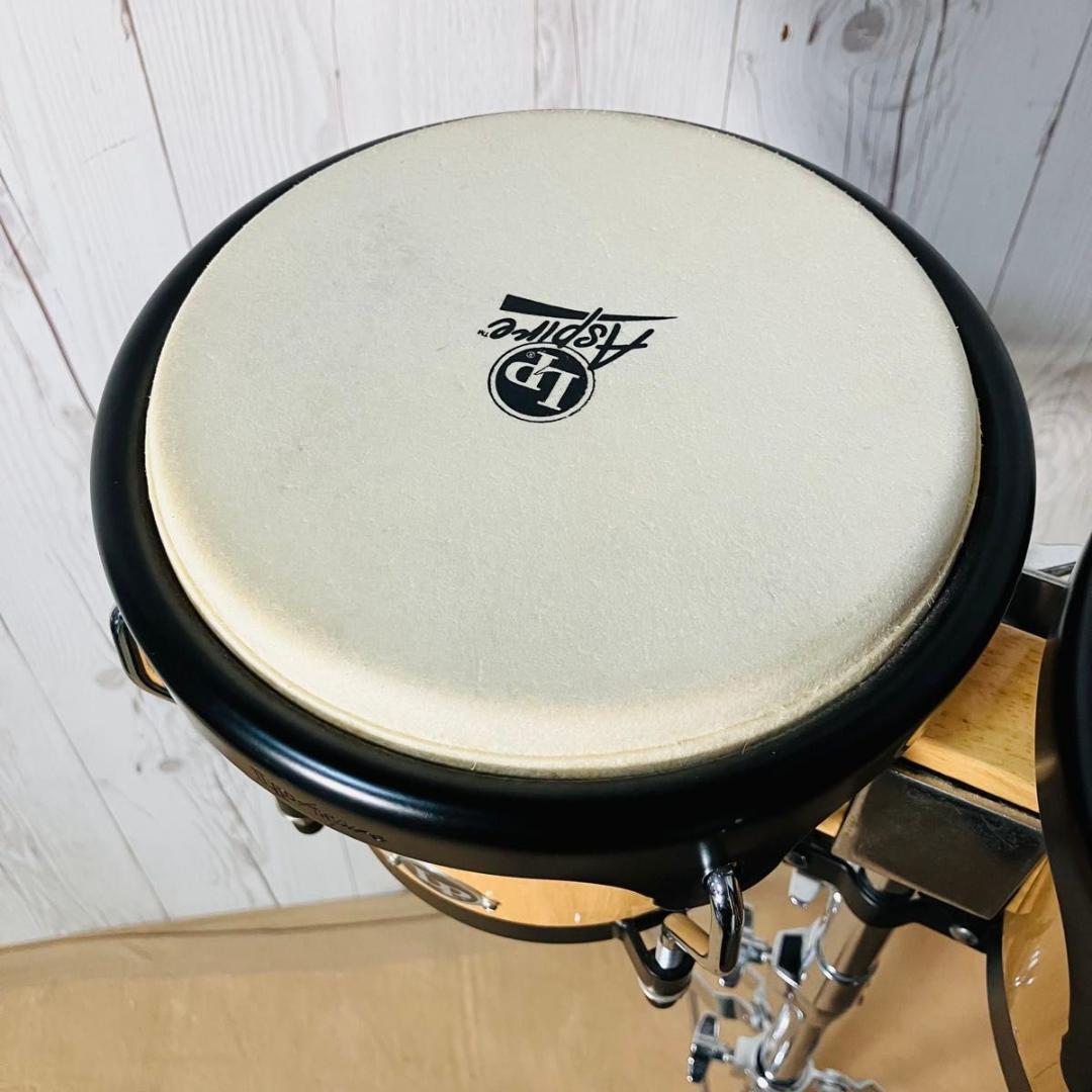 【希少 美品】LP Aspire ウッドボンゴ ツイン スタンド付き 打楽器
