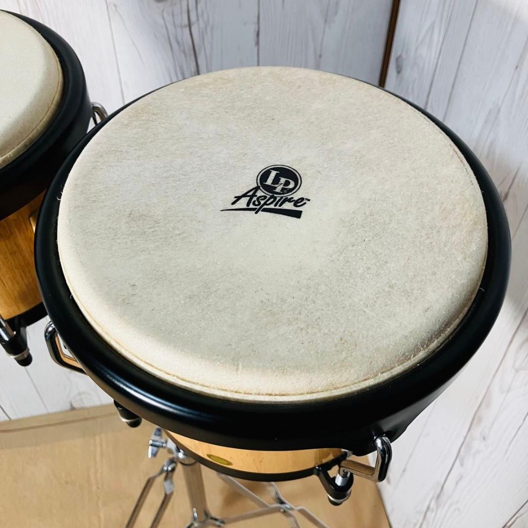 【希少 美品】LP Aspire ウッドボンゴ ツイン スタンド付き 打楽器