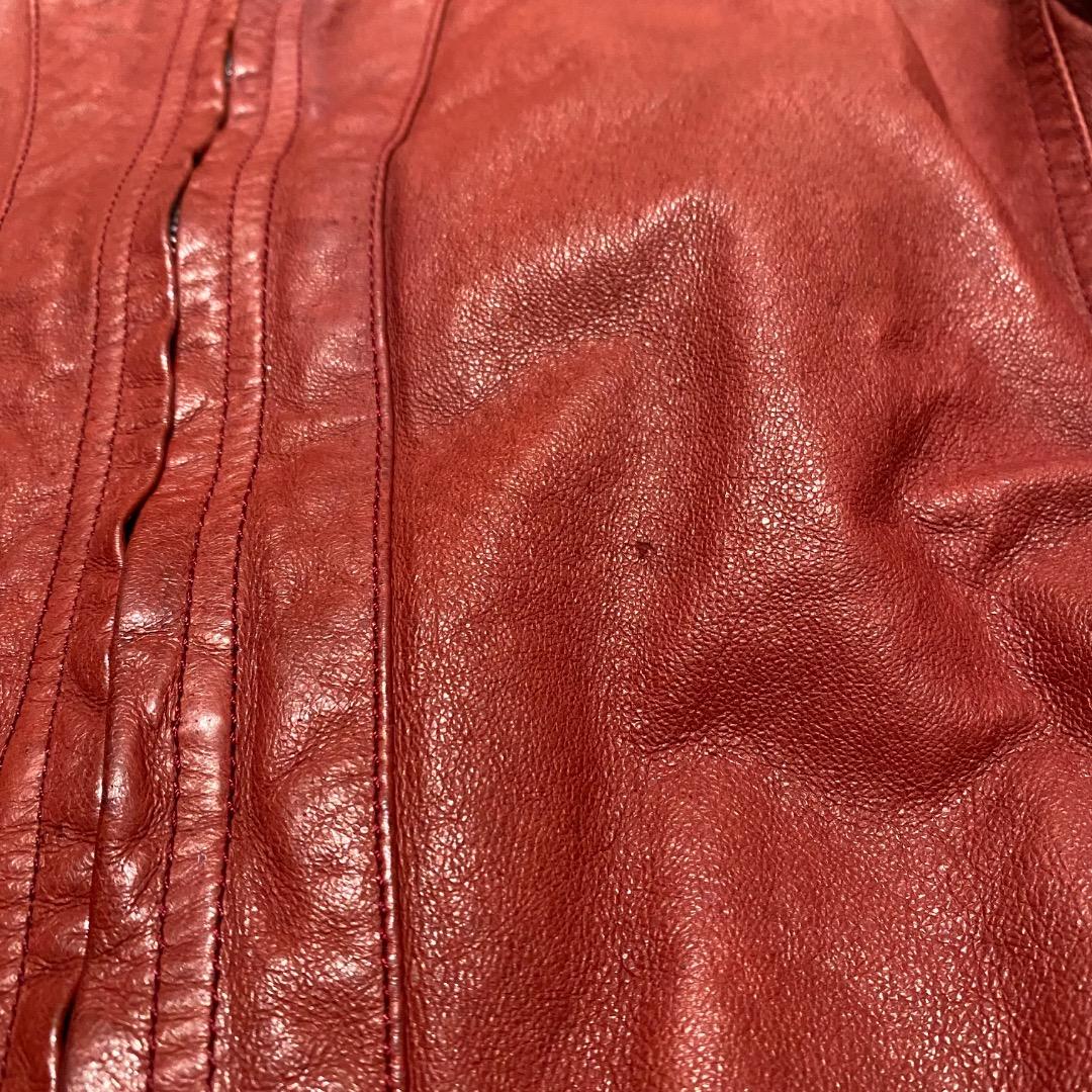 STIMULUS y2k ショート丈 豚革 シングルライダースジャケット 赤