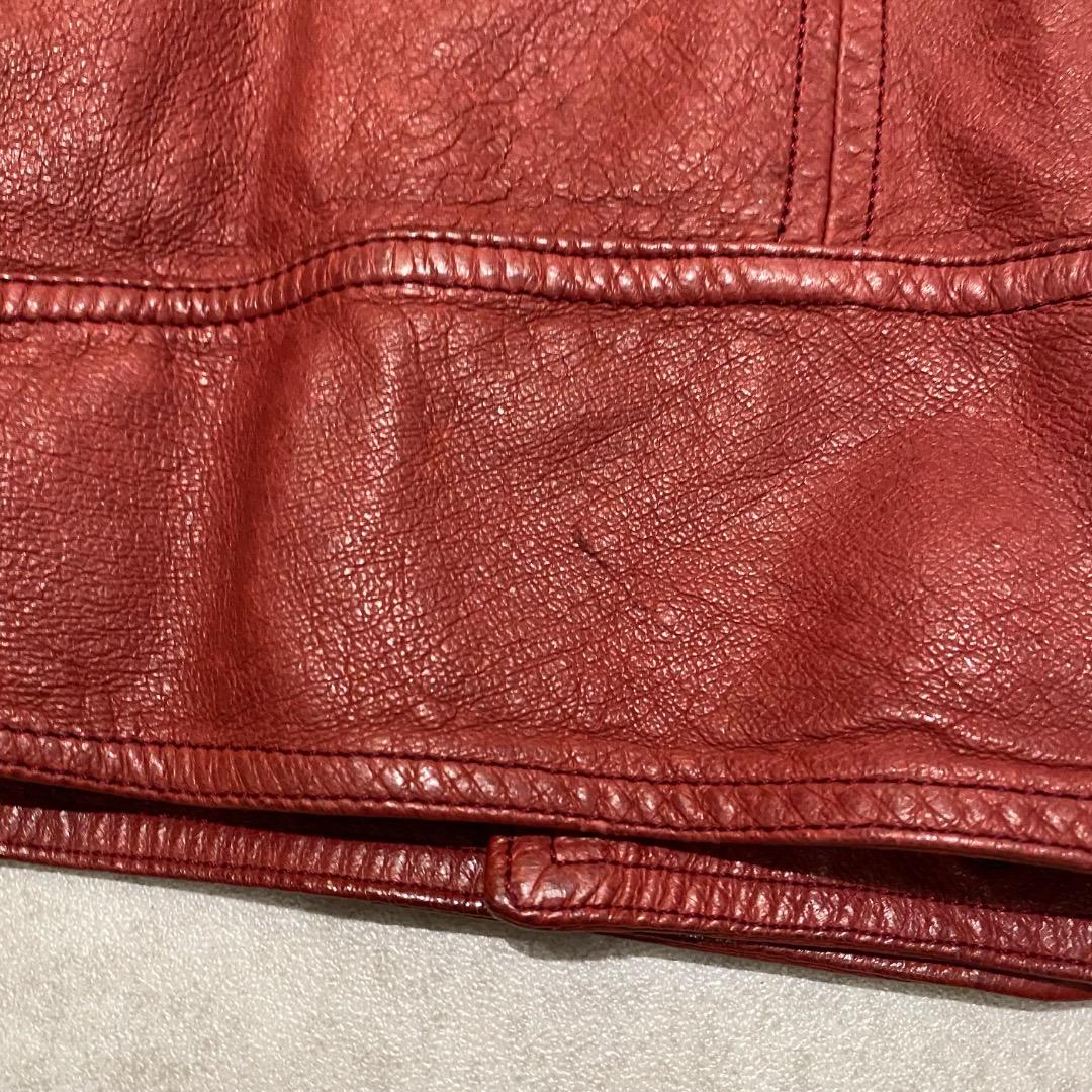 STIMULUS y2k ショート丈 豚革 シングルライダースジャケット 赤