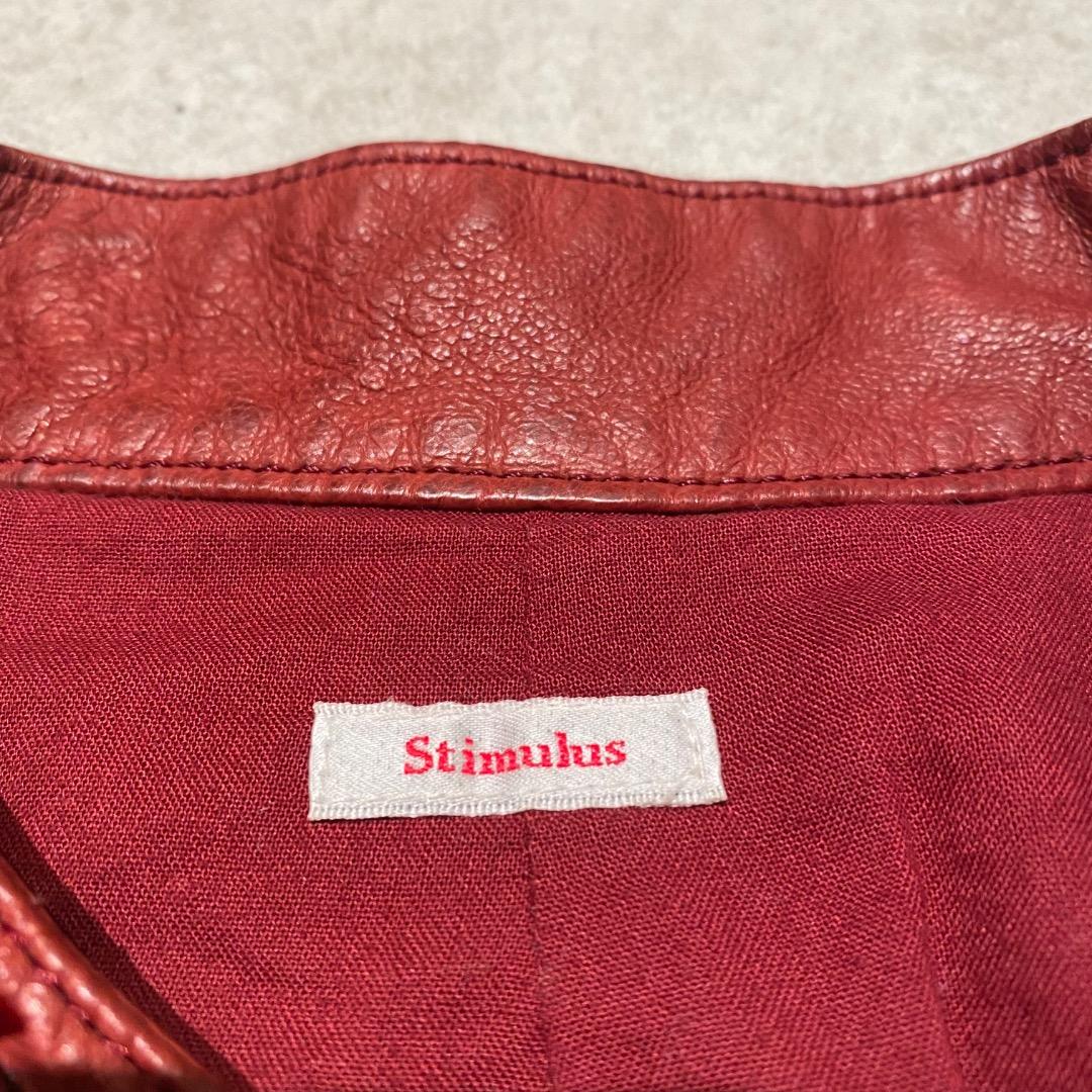 STIMULUS y2k ショート丈 豚革 シングルライダースジャケット 赤