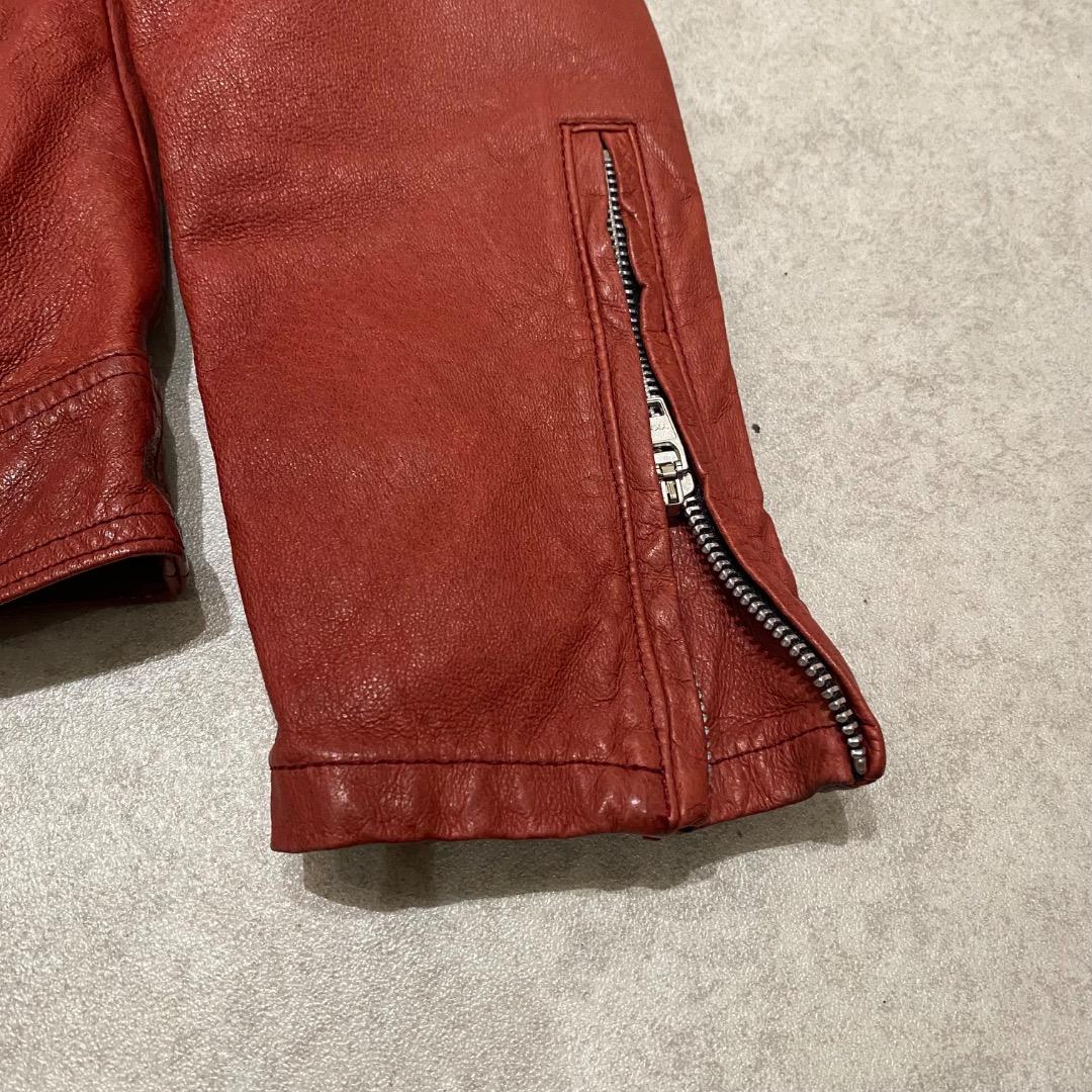 STIMULUS y2k ショート丈 豚革 シングルライダースジャケット 赤