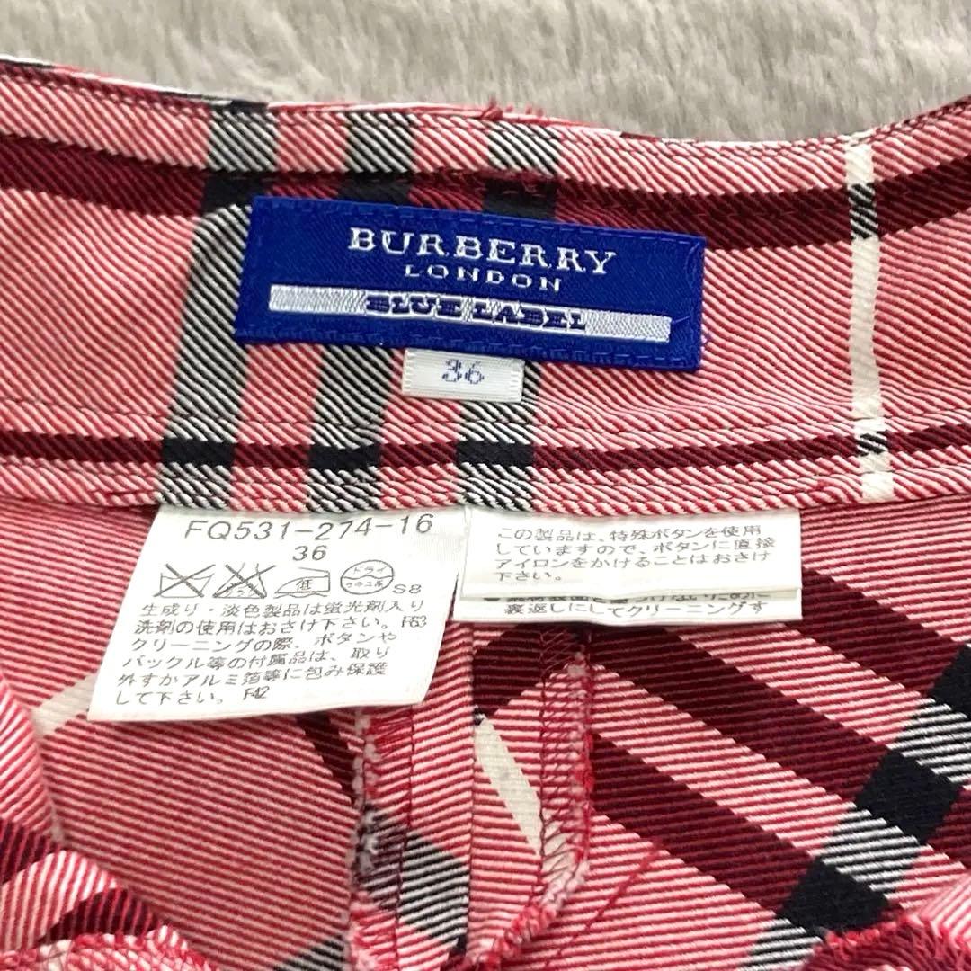 美品☆BURBERRY BLUELABEL キュロット　ノバチェック　ピンク　S