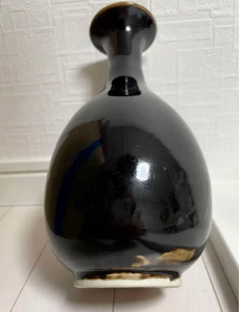中国 定窑 黑釉瓶 骨董品 陶芸 古美術。