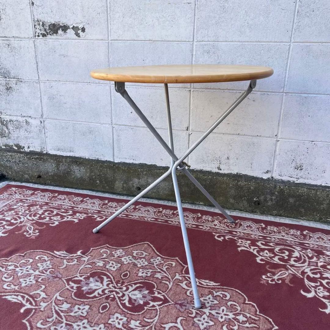木製天板×スチール脚◾️折りたたみテーブル 丸テーブル コーヒーテーブル