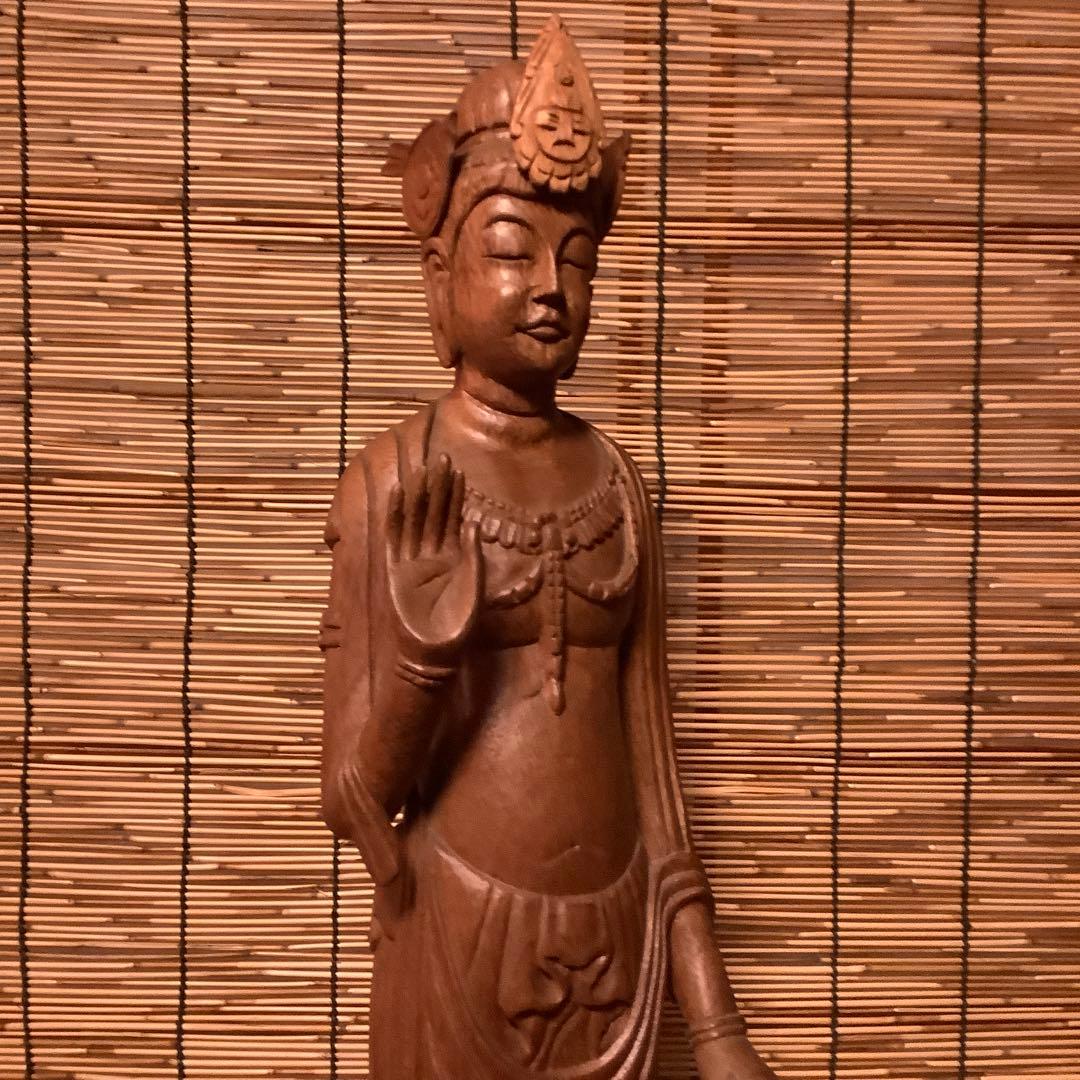 大正期「白鳳文化・夢違観音菩薩立像」法隆寺国宝写仏・平城京・天平文化・木彫・銘刻