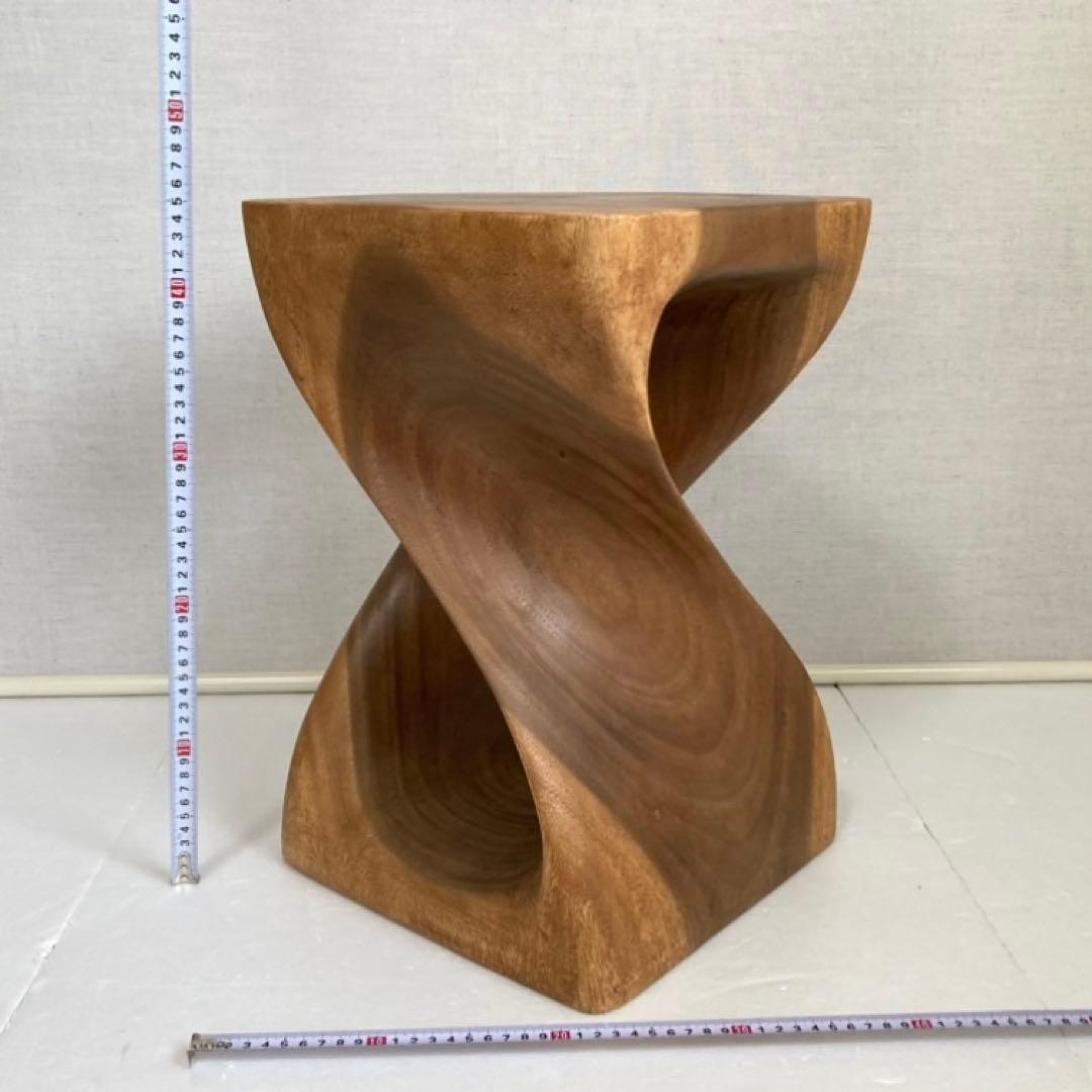 スツール 椅子 チェア 花台 木製 無垢材 ツイスト モダン アジアン 北欧