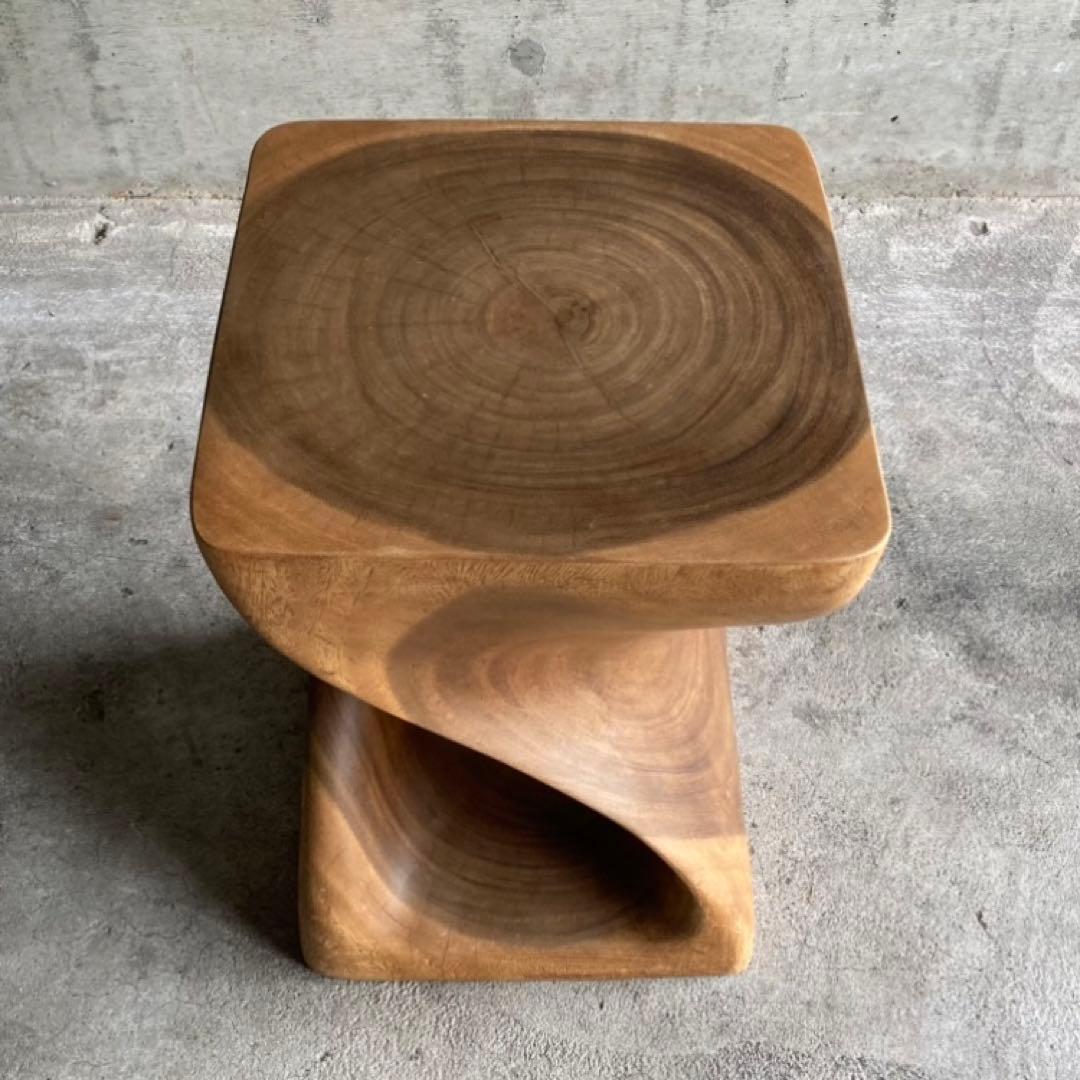 スツール 椅子 チェア 花台 木製 無垢材 ツイスト モダン アジアン 北欧