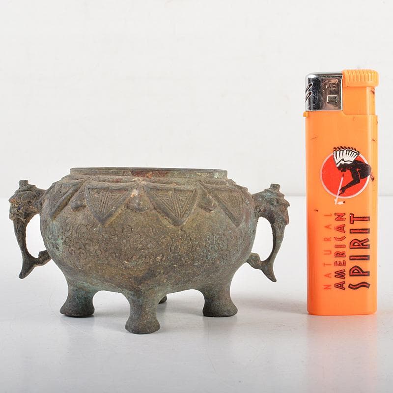 中国　古銅青銅　双耳四つ足香炉　V　R7491