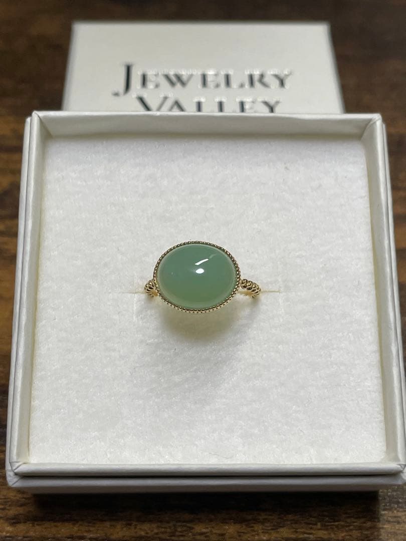 指輪　K18YG　11号　グリーンカルセドニー 12×10cm　1回半日使用