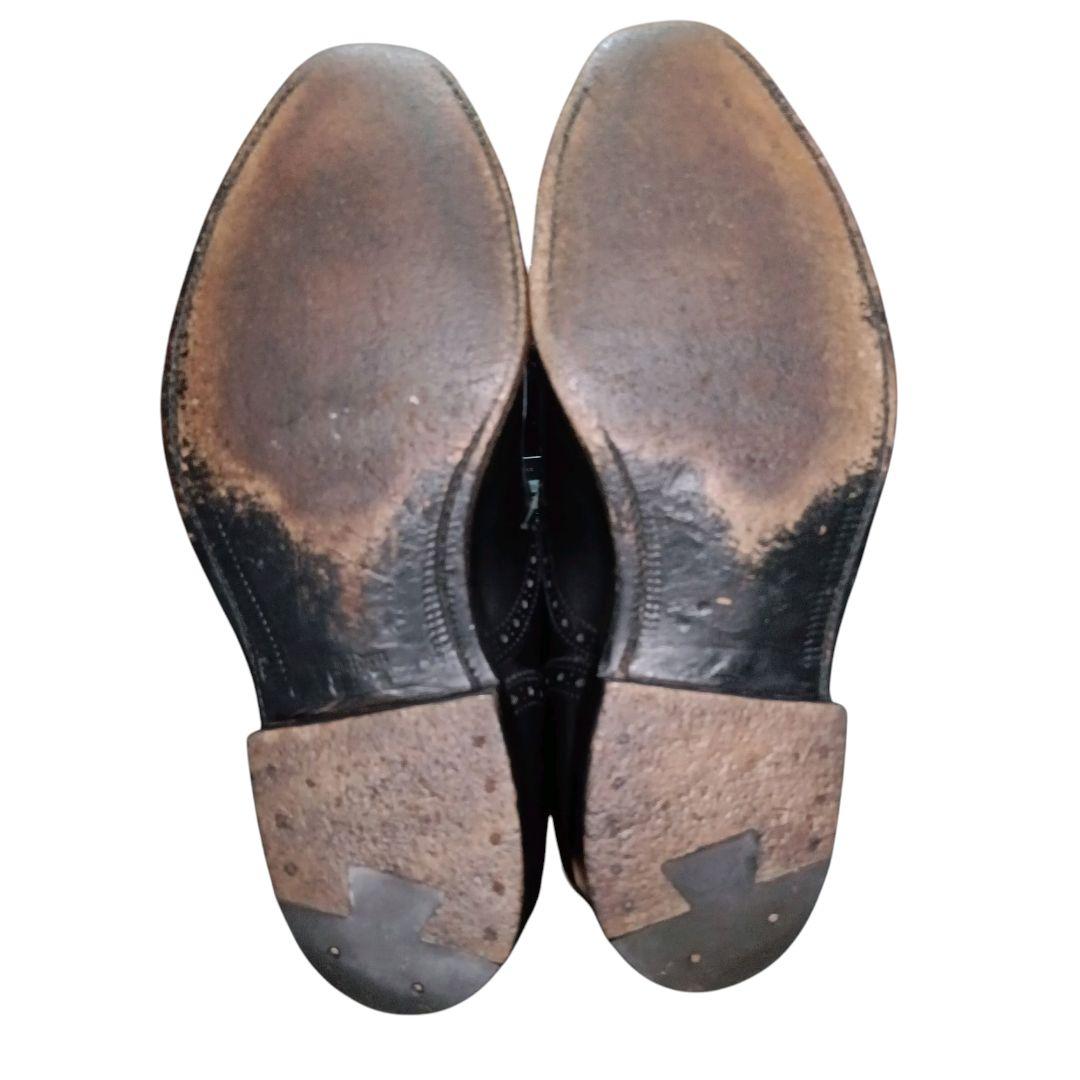 Alden ブラックカーフ セミブローグ パンチドキャップトゥ ビジネスシューズ