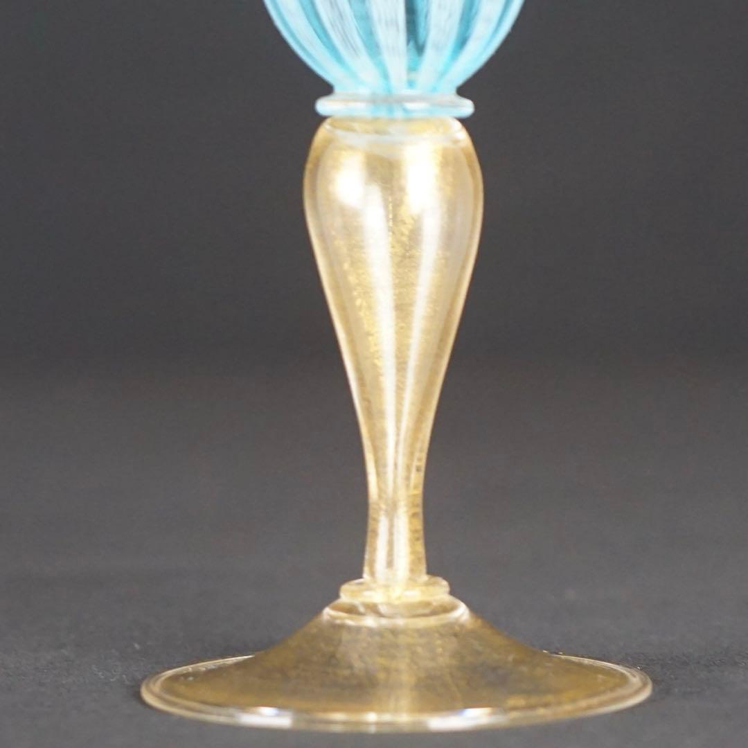 【MURANO】ベネチアンガラス ムラーノ ムラノ ワイングラス 金彩 レース