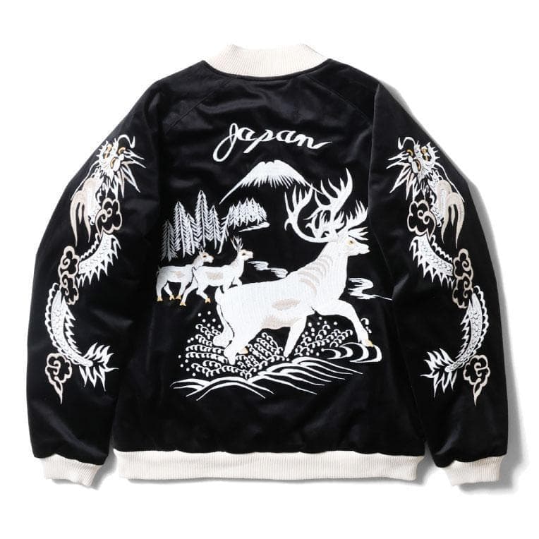 新品＊HOUSTON ヒューストン 別珍 スカジャン トナカイ ブラック L