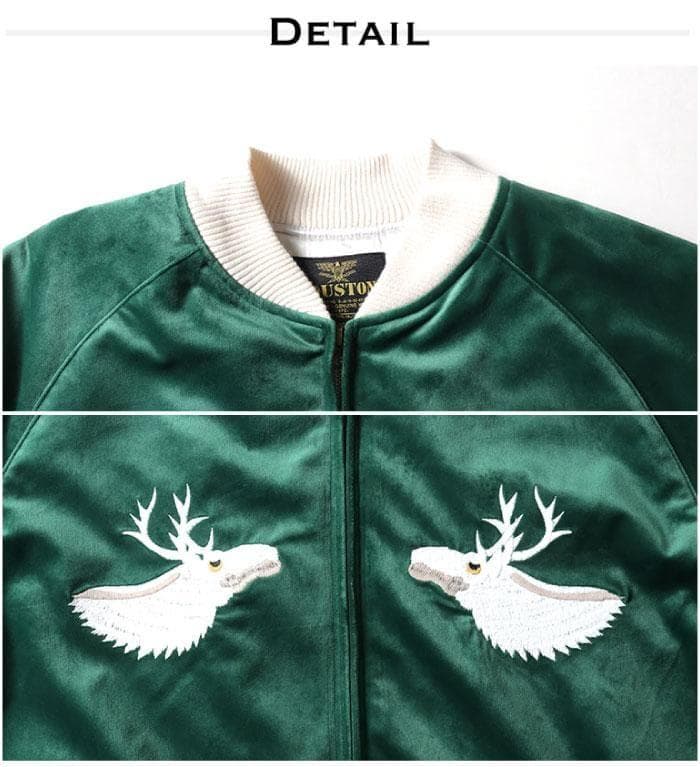 新品＊HOUSTON ヒューストン 別珍 スカジャン トナカイ ブラック L