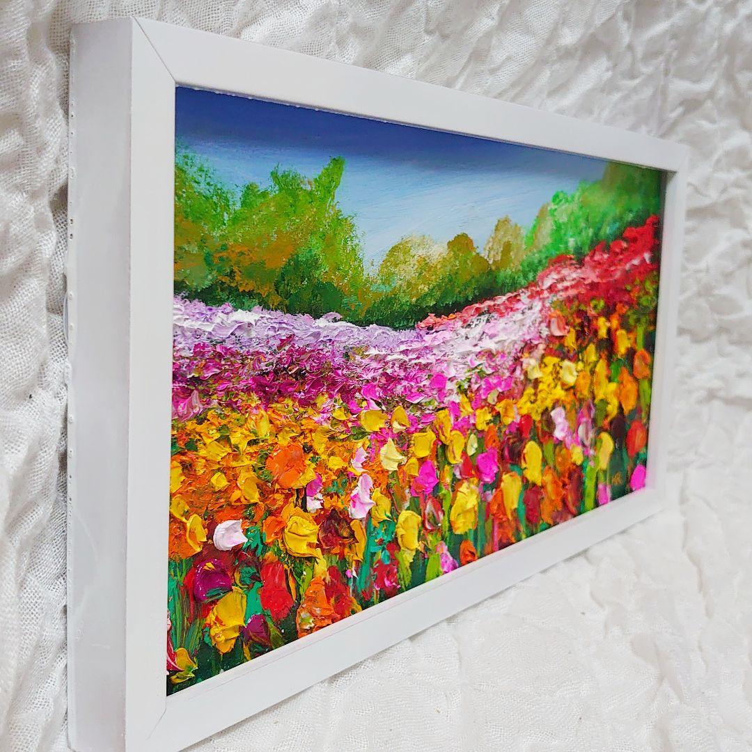 油絵 絵画【春のお花畑】