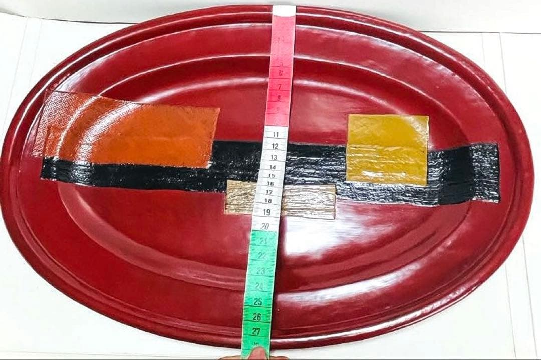 新品未使用　作家もの　楕円型　漆器盆