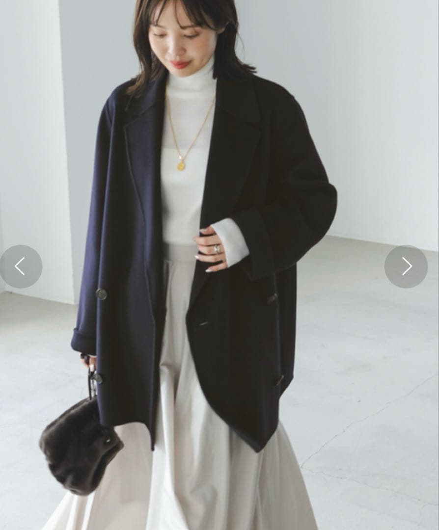 noble Super160sチェスターミドルコート ネイビー