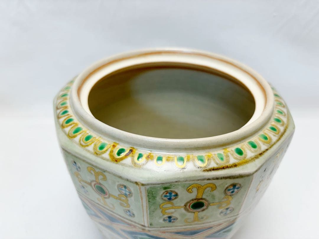 未使用 茶道具 国領 東斎造 （寿人） 瑞穗窯 唐草丸紋 水指 共箱