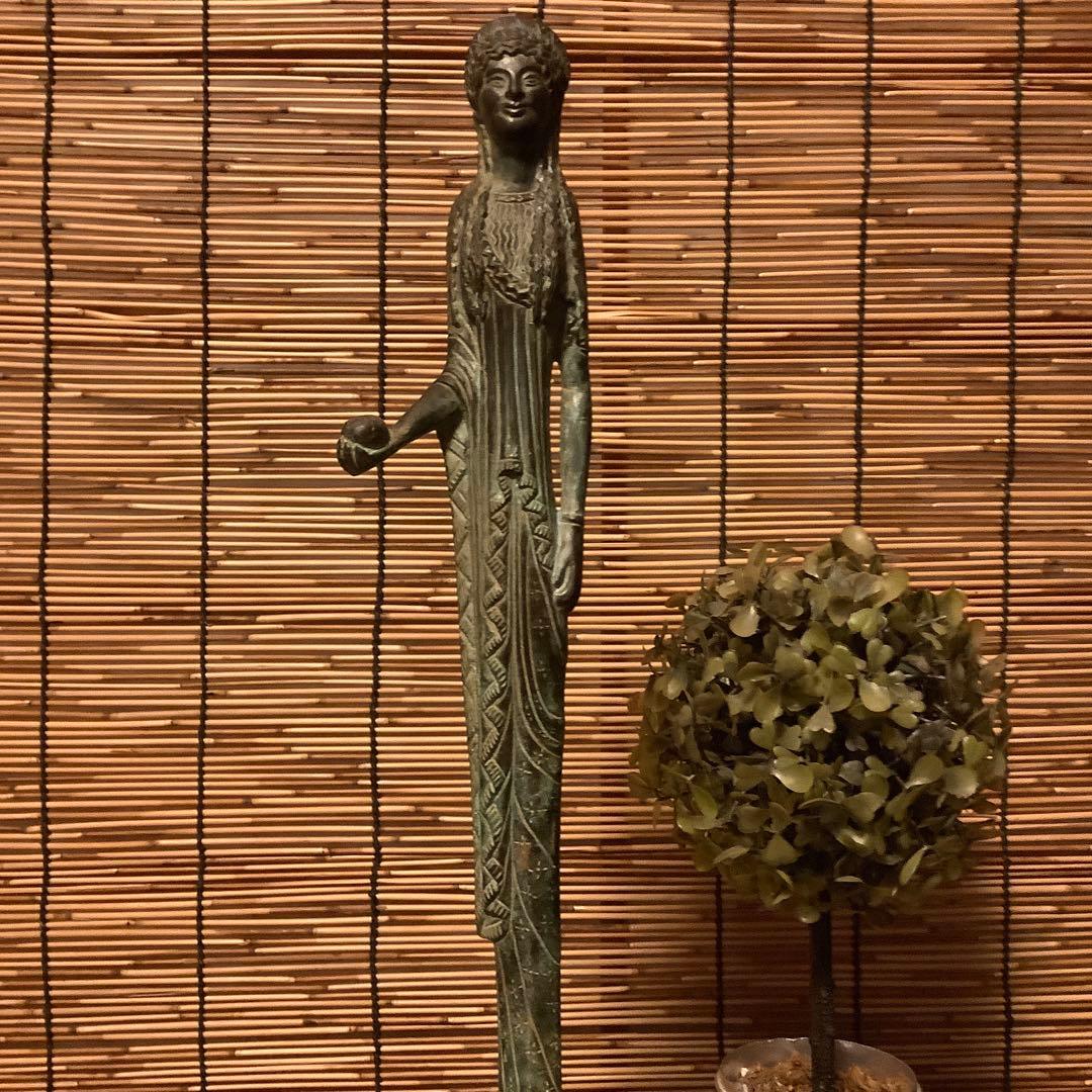 古代ギリシャ神話「女神像」収集家現地入手・青銅・代理石台座